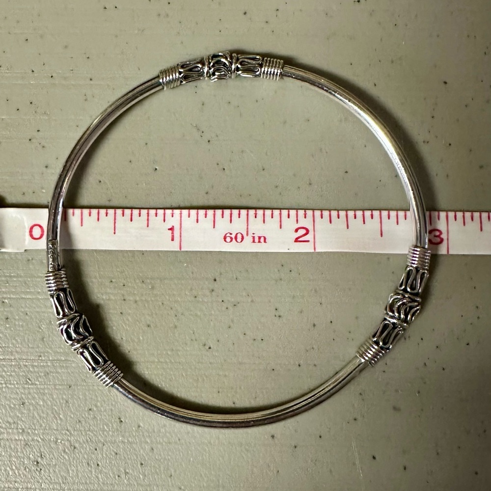 BA SUARTI Bali Sterling Silver Filigree 3 Bangle Bracelets & Hoop Earrings Set - Picture 16 of 16